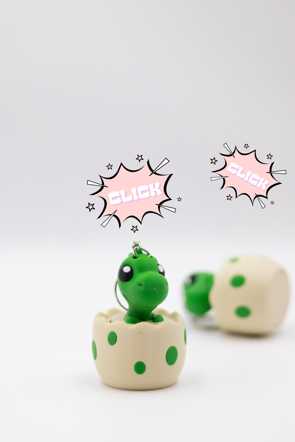 Baby Dino Clicker Anahtarlık – Sevimli Yumurta Dinozor Anahtarlık