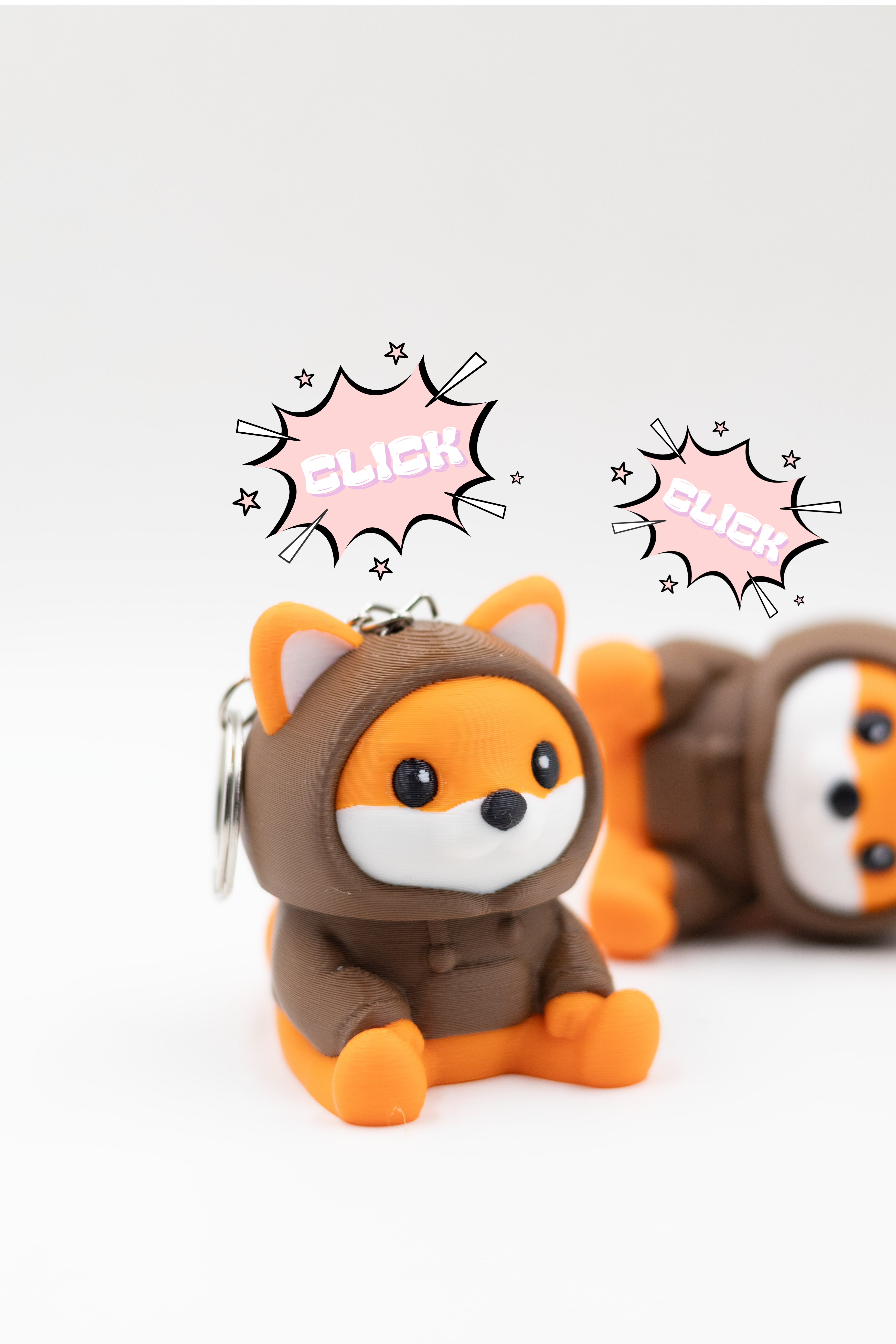 Tilki Clicker Anahtarlık – Sevimli Fox Figür