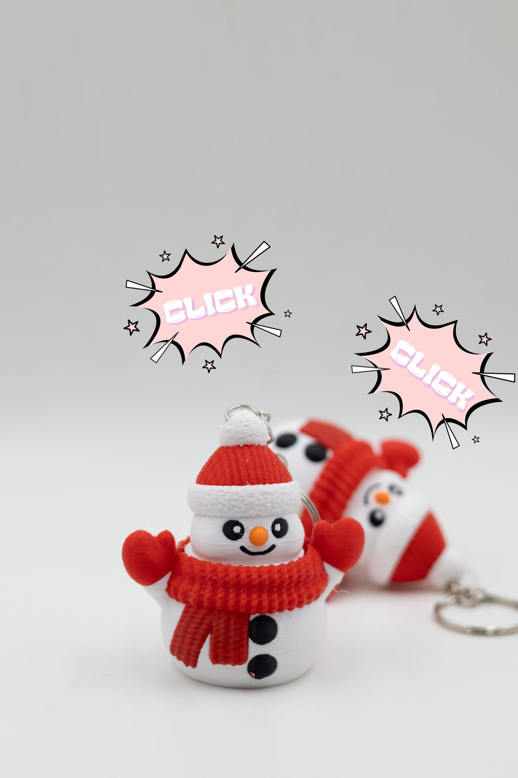 Kardan Adam Clicker Anahtarlık – Yeni Yıl Temalı Stres Giderici Sevimli Figür